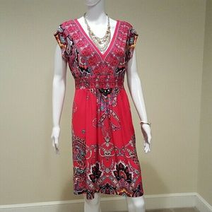 Kiara Red Paisley V-Neck Dress Size M